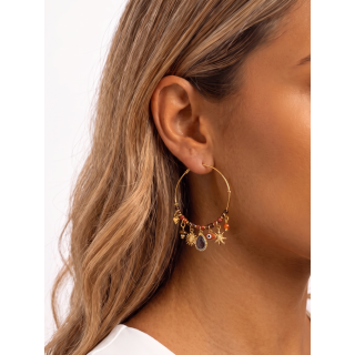 Boucles d'oreilles Calypso - Doré/Rouge