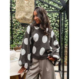 Pull à pois Shayna - Chocolat/Beige