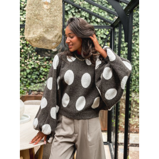 Pull à pois Shayna - Chocolat/Beige