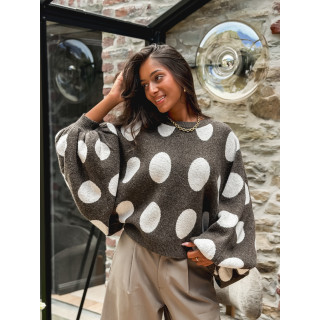 Pull à pois Shayna - Chocolat/Beige