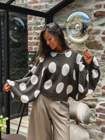 Pull à pois Shayna - Chocolat/Beige