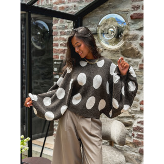 Pull à pois Shayna - Chocolat/Beige