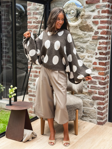Pull à pois Shayna - Chocolat/Beige