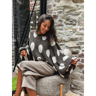 Pull à pois Shayna - Chocolat/Beige