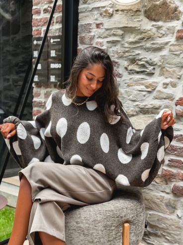 Pull à pois Shayna - Chocolat/Beige