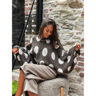 Pull à pois Shayna - Chocolat/Beige