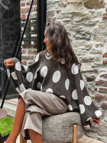 Pull à pois Shayna - Chocolat/Beige