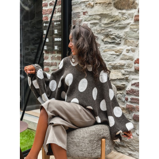 Pull à pois Shayna - Chocolat/Beige