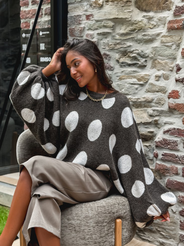 Pull à pois Shayna - Chocolat/Beige