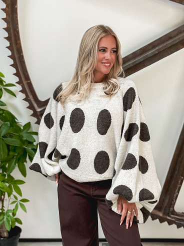 Pull à pois Shayna - Beige/Chocolat