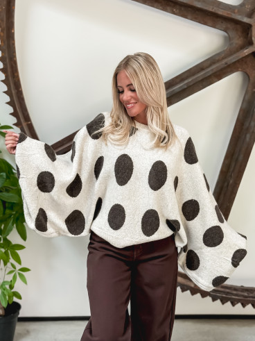 Pull à pois Shayna - Beige/Chocolat
