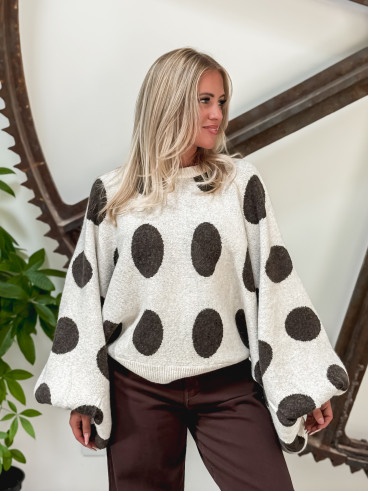 Pull à pois Shayna - Beige/Chocolat