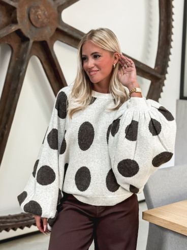 Pull à pois Shayna - Beige/Chocolat