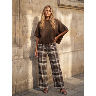 Pantalon à carreaux Stéphie - Chocolat