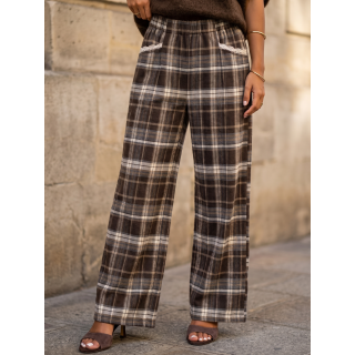 Pantalon à carreaux Stéphie - Chocolat