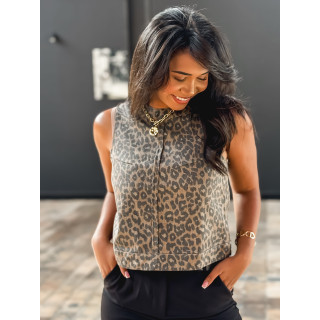 Blouse léopard Somalie - Camel/Noir