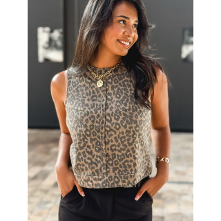 Blouse léopard Somalie - Camel/Noir