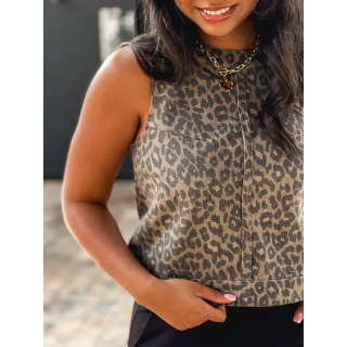Blouse léopard Somalie - Camel/Noir