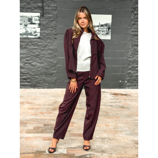 Pantalon ligné Calanthe - Prune