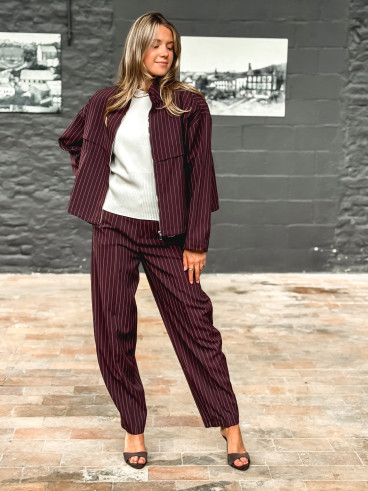 Pantalon ligné Calanthe - Prune Pantalon ligné Calanthe - Prune