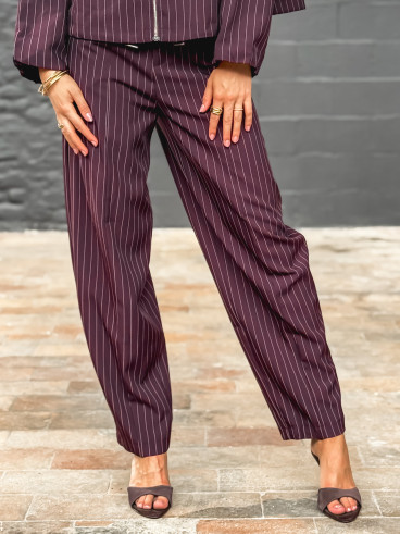 Pantalon ligné Calanthe - Prune Pantalon ligné Calanthe - Prune