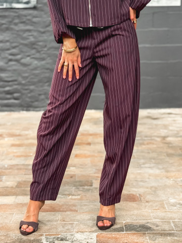 Pantalon ligné Calanthe - Prune