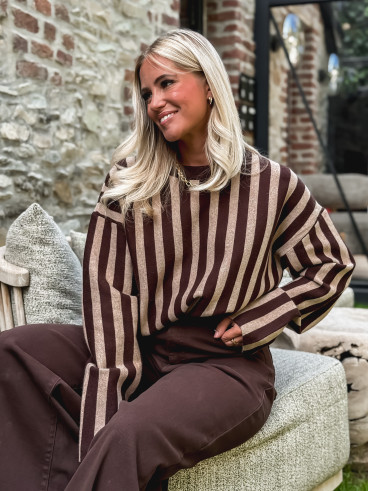 Pull Théodora - Choco / Taupe Pull Théodora - Choco / Taupe