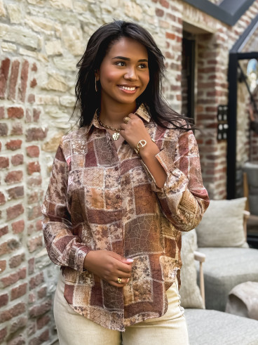 Chemise à motifs Reika - Beige Chemise à motifs Reika - Beige