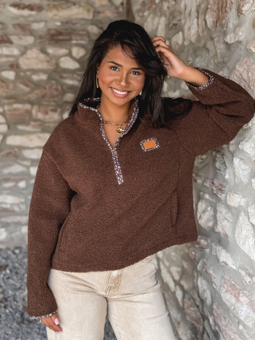 Pull en teddy Avia - Chocolat Pull en teddy Avia - Chocolat