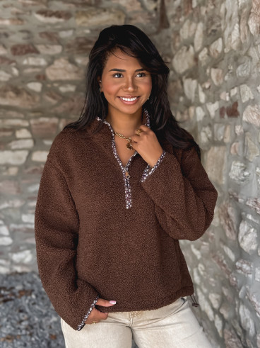 Pull en teddy Avia - Chocolat