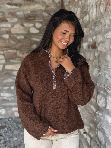 Pull en teddy Avia - Chocolat Pull en teddy Avia - Chocolat