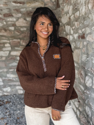Pull en teddy Avia - Chocolat Pull en teddy Avia - Chocolat