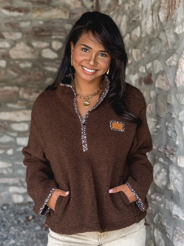 Pull en teddy Avia - Chocolat Pull en teddy Avia - Chocolat