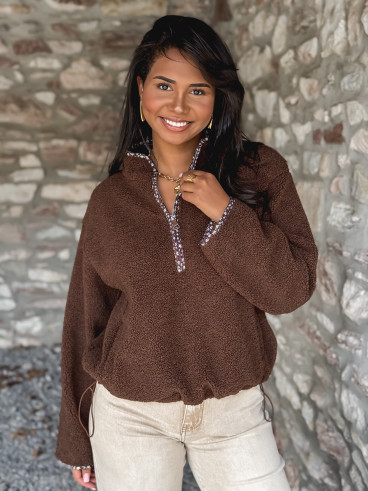 Pull en teddy Avia - Chocolat Pull en teddy Avia - Chocolat