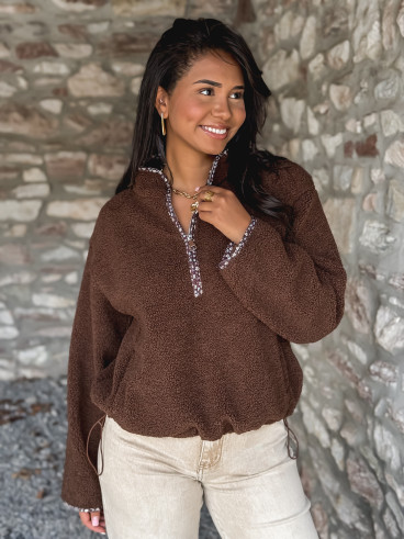 Pull en teddy Avia - Chocolat