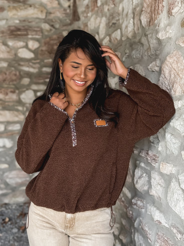 Pull en teddy Avia - Chocolat Pull en teddy Avia - Chocolat