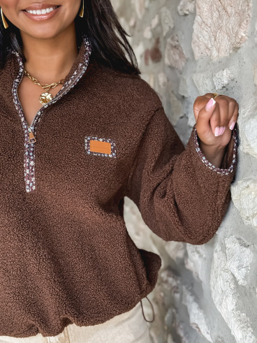 Pull en teddy Avia - Chocolat Pull en teddy Avia - Chocolat