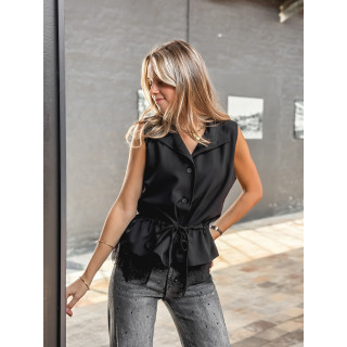 Blouse sans manches Jade - Noir