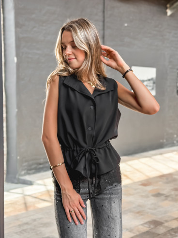 Blouse sans manches Jade - Noir
