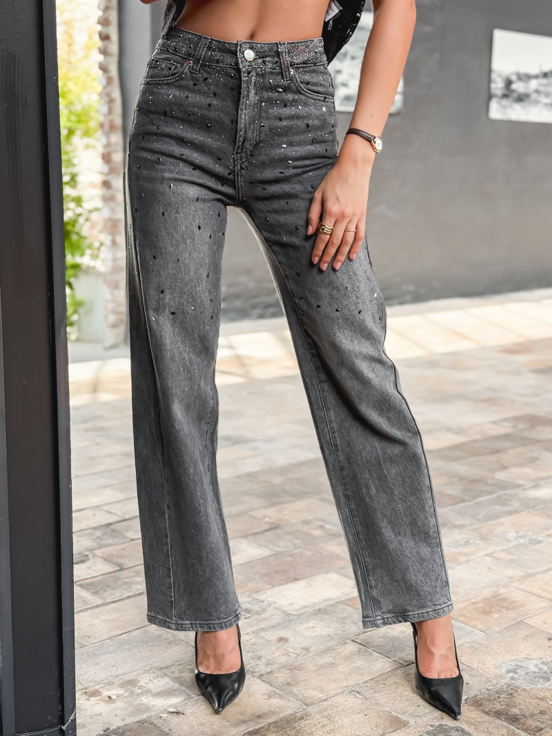 Jeans à strass Emma - Gris