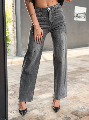 Jeans à strass Emma - Gris