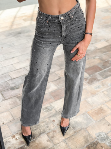 Jeans à strass Emma - Gris