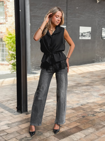Jeans à strass Emma - Gris