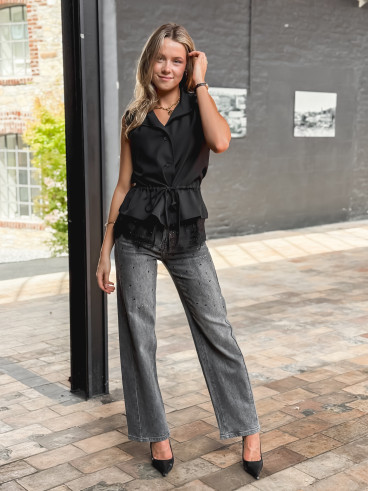 Jeans à strass Emma - Gris