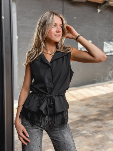 Blouse sans manches Jade - Noir