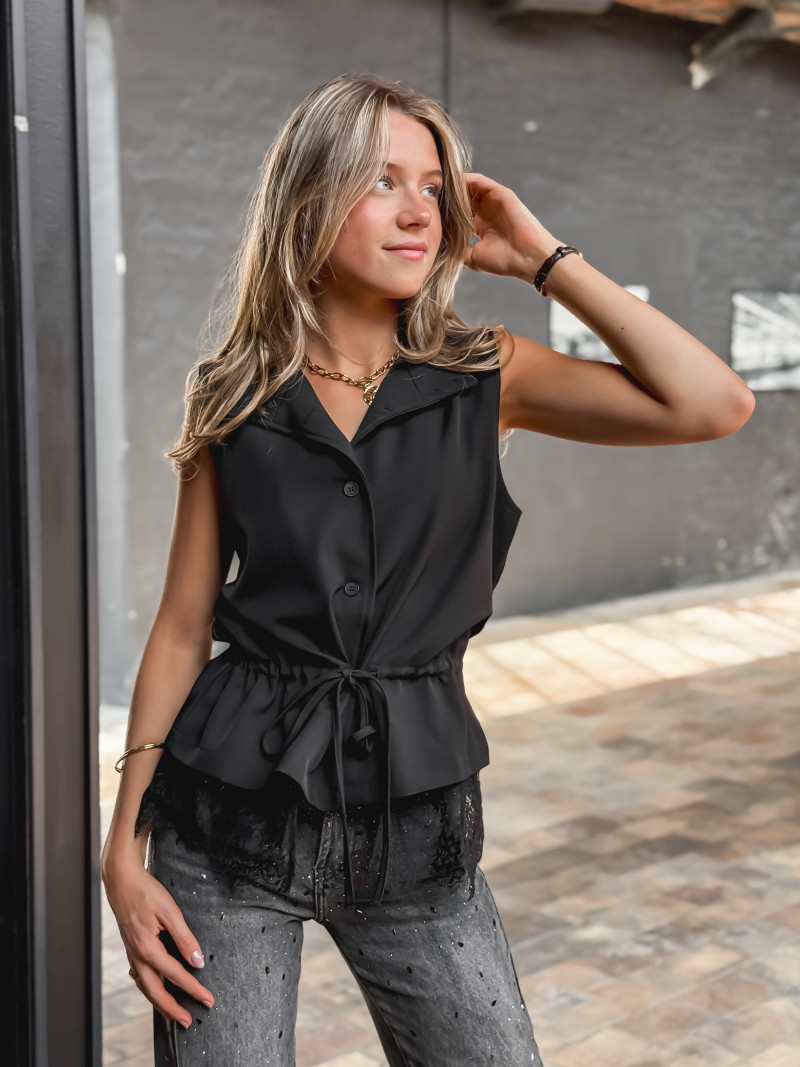 Blouse sans manches Jade - Noir