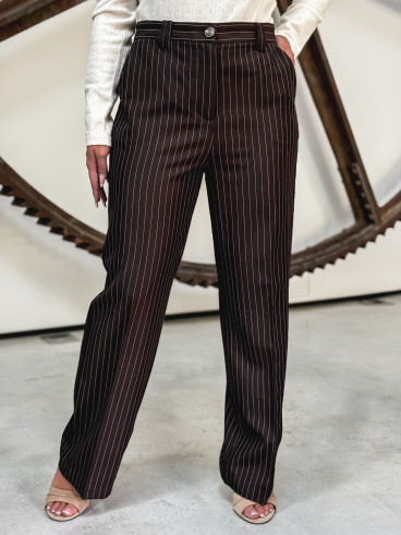 Pantalon ligné Lindos - Chocolat