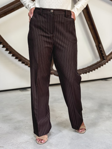 Pantalon ligné Lindos - Chocolat