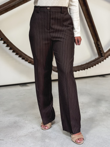 Pantalon ligné Lindos - Chocolat