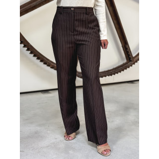 Pantalon ligné Lindos - Chocolat